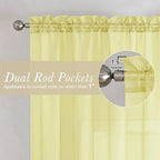 Lecloud Goose Yellow Sheer Curtains 90 Inches Long 2 Panels, Voile Rod Pocket - Image 5