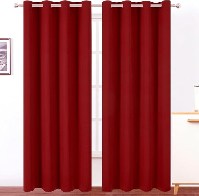 LEMOMO Blackout Curtains 52 x 120 Inch Long Red Curtains Set of 2 Panels Room by Lemomo