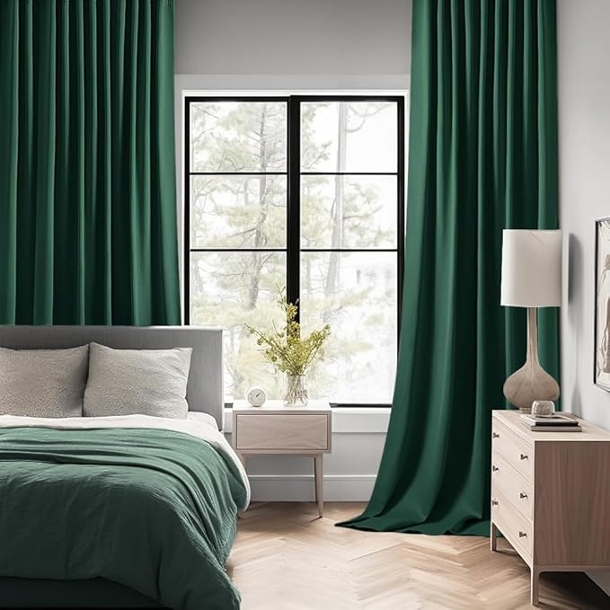 MIULEE Christmas Hunter Green Back Tab Blackout Curtains 108 Inch Long 2 Panels - Image 2