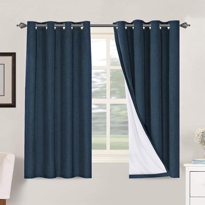 H.VERSAILTEX Linen Blackout Curtains 63 Inches Long 100% Absolutely Blackout by HVERSAILTEX