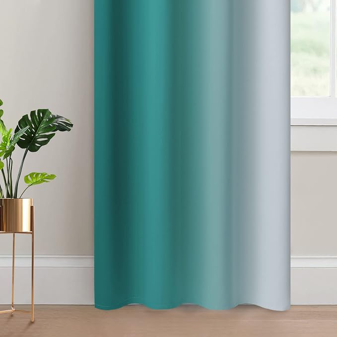 Yakamok 84 Inch Length Teal and Greyish White Light Blocking Gradient Color - Image 4