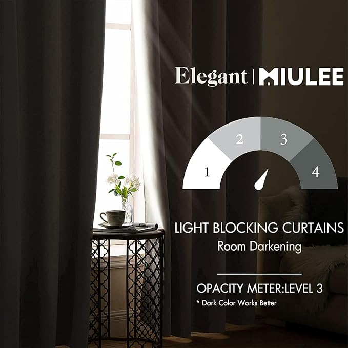 MIULEE Room Darkening Curtains Thermal Insulated Drapes Solid Window Treatment - Image 2