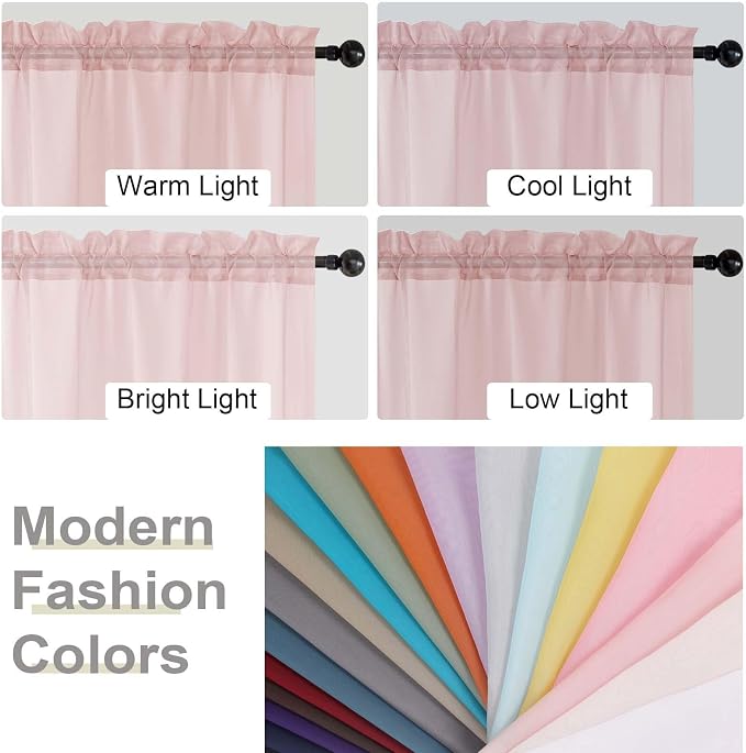 Blush Sheer Curtain for Bedroom Living Room 72 Inches Long 2 Panels Set - Image 6
