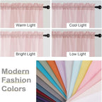 Blush Sheer Curtains for Bedroom Living Room 96 Inches Long 2 Panels, Modern - Image 6