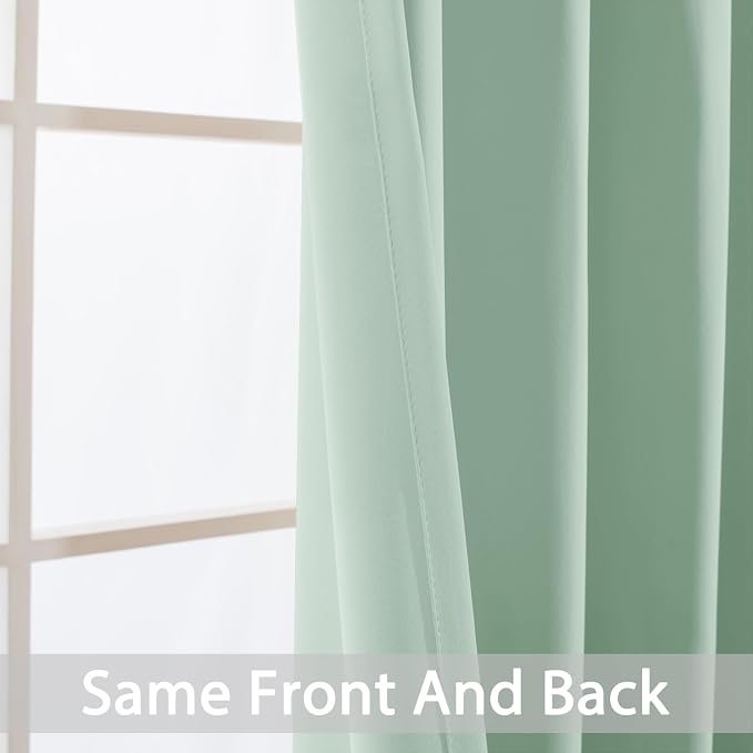 Yakamok Light Sage Green Blackout Curtains 63 Inches Length - Image 3