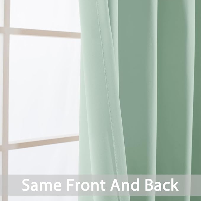 Yakamok Green Curtains 84 Inches Length Blackout Curtain - Image 3