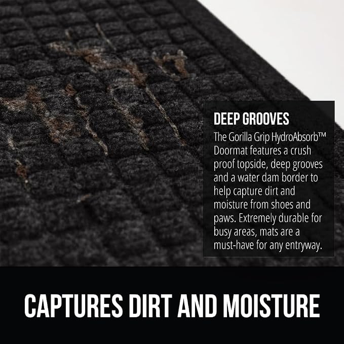 GORILLA GRIP® Ultra Absorbent Front Door Mat Outside Entrance, Traps Dirt and - Image 4