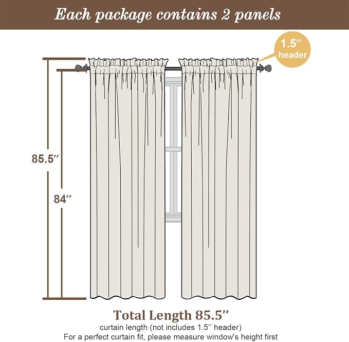 Chyhomenyc Lemon Sheer Curtains 84 Inches Long 2 Panels Set, Light Filtering - Image 3