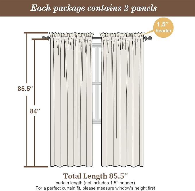 Chyhomenyc Black Sheer Curtains 84 Inch Length 2 Panels Set, Light Filtering - Image 4