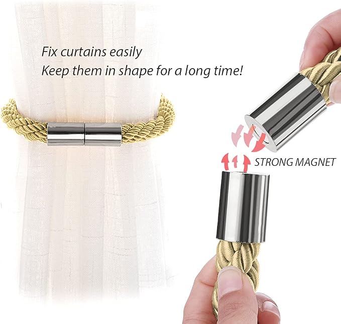 NICEEC 4 Pack Strong Magnetic Curtain Tiebacks Modern Simple Style Drape Tie - Image 4