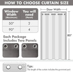 MIULEE Blackout Door Curtain Set of 2, 34 x 80 Inch Grey Thermal Insulated Room - Image 5