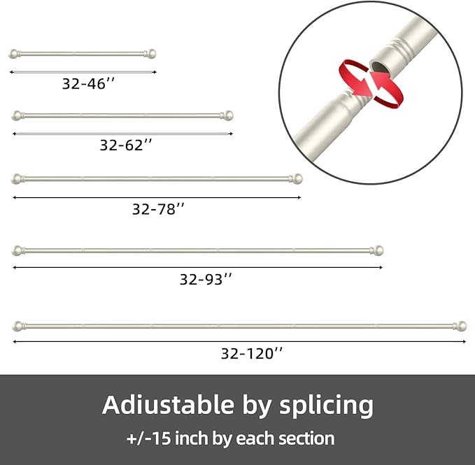 GXOACKJ Curtain Rods for windows 48 to 84-93 inch, 5/8 inch Decorative Nickel - Image 6