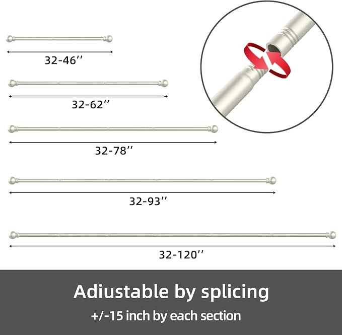 GXOACKJ Curtain Rods for windows 28-78 inch, 5/8 inch Decorative Nickel - Image 6