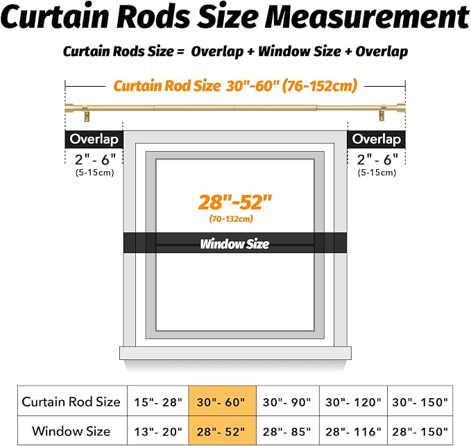 GEEBOBO Gold Curtain Rods for Windows 28 to 48 Inch, 1 Inch Adjustable Heavy - Image 5