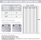 MIULEE Blackout Door Curtain Set of 2, 34 x 80 Inch Greyish White Thermal - Image 5
