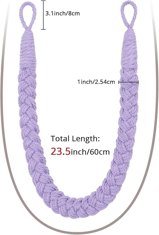 NICEEC 4 Pack Natural Cotton Rope Curtain Tiebacks Elegant Boho Style - Image 3