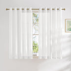 NICETOWN White Linen Sheer Bedroom Curtains 63 inch Length, Grommet Linen by NICETOWN