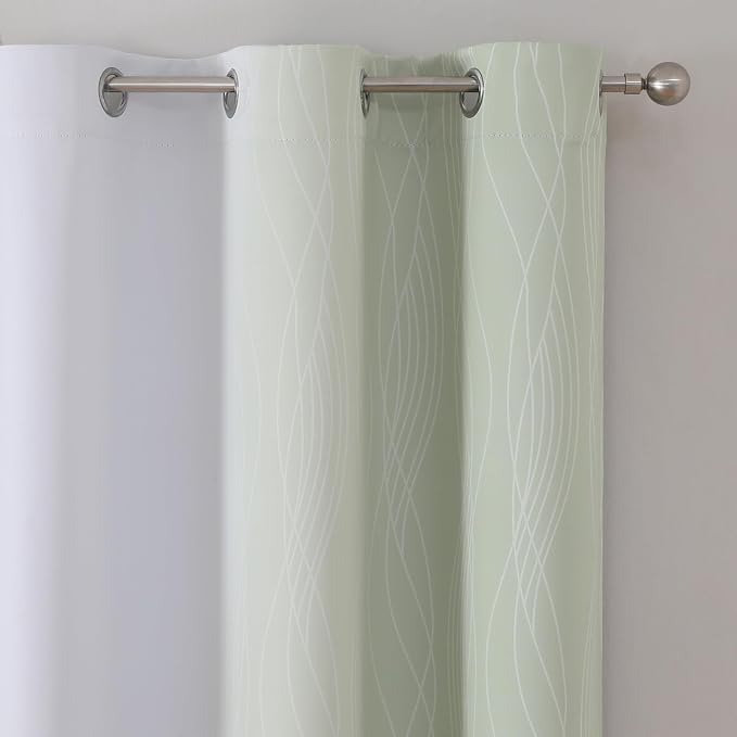 Estelar Textiler Sage and Greyish White Ombre Blackout Curtains 72 Inches Length - Image 4