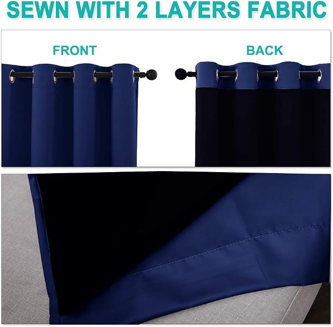 NICETOWN Full Shade Curtain Panels, 70 x 72 inch, Royal Blue, Pair of Energy - Image 4