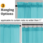 Gwine Turquoise Valances for Windows, Small Light Filtering Rod Pocket Cafe - Image 5