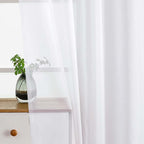 White Valances for Windows 14 inch Length 2 Panels Set, Small Voile Sheer - Image 4