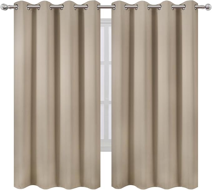 LEMOMO Khaki Blackout Curtains 66 x 63 Inch Length/Set of 2 Curtain - Image 2