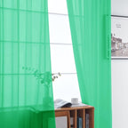 SpaceDresser Basic Rod Pocket Sheer Voile Window Curtain Panels Grass Green 1 - Image 3