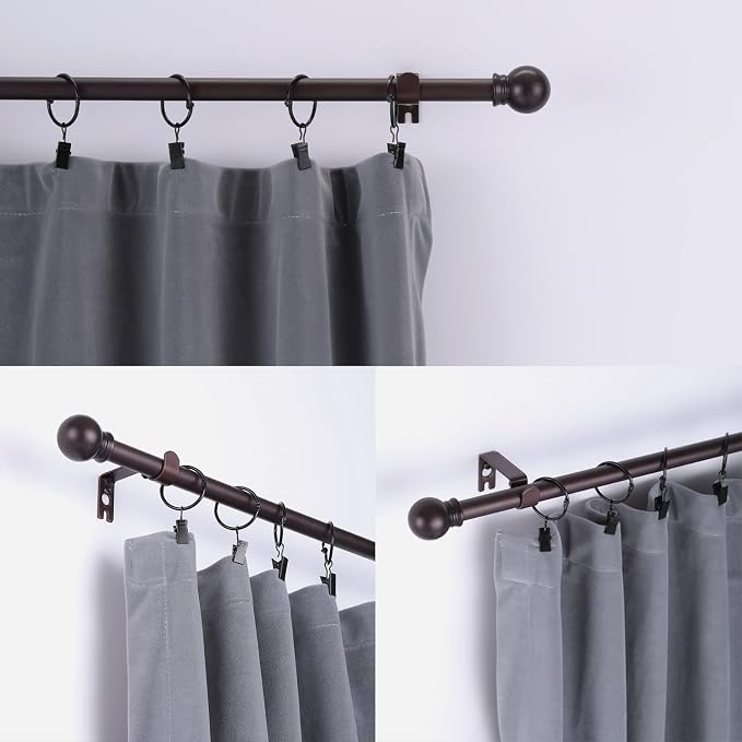 Thestoa Brown Curtain Rods for Windows 30-62 Inch, 5/8" Stainless Steel Small - Image 2
