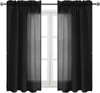 DWCN Black Sheer Curtains Semi Transparent Voile Rod Pocket Curtains - Image 9