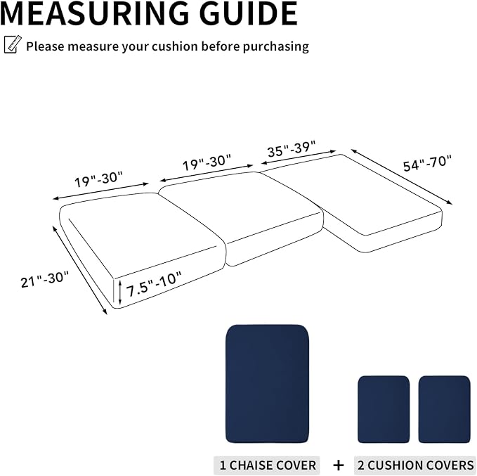Easy-Going Stretch 3 Pieces Couch Cushion Covers - Image 2