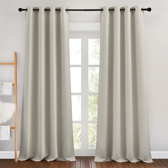 NICETOWN Natural Room Darkening Bedroom Curtains 96 inches Long, Grommet by NICETOWN