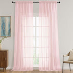 OVZME Blush Pink Sheer Curtains 120 Inches Long 2 Panels Set, 59 Inch Extra by OVZME