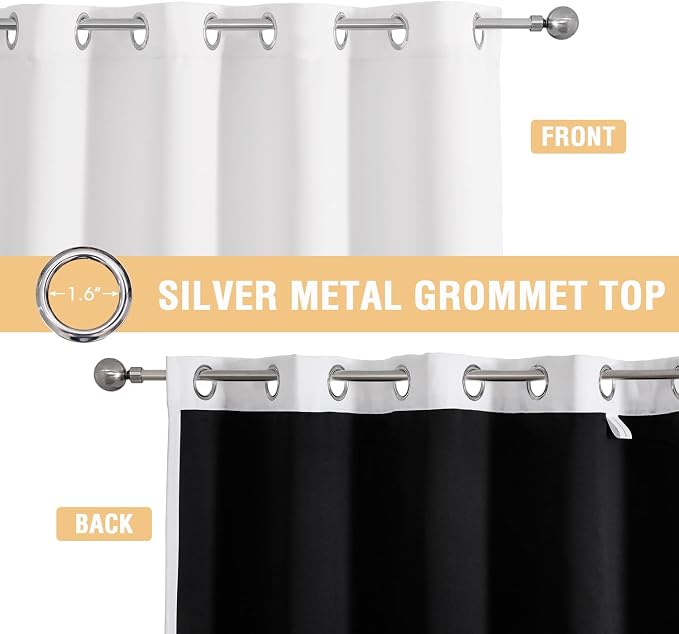 ChrisDowa White 100% Blackout Curtains 108 inch Long - Image 3
