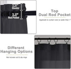Black Sheer Curtains 90 Inches Long 2 Panels Set - Image 4