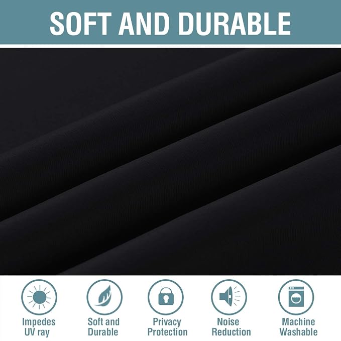 H.VERSAILTEX 100% Blackout Bedroom Curtains Drapes 63 Inch Length Thermal - Image 8