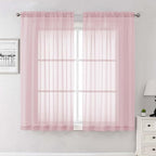 Lecloud Blush Pink Sheer Curtains 63 Inch Length 2 Panels Set, Rod Pockets by Lecloud