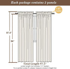 Chyhomenyc Taupe Sheer Curtains 96 inches Long 2 Panels, Light Filtering Soft - Image 4