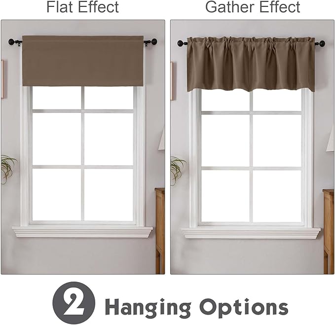 Chyhomenyc Brown Valances for Window, Room Darkening Short Curtains for Kitchen - Image 2