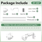 Extra Long Curtain Rods for Windows 32 to 240 Inch, 1 Inch White Curtain Rod - Image 3
