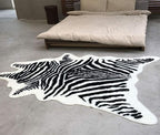 Zebra Print Rug Faux Animal Cowhide Skin Area Rug Leather Carpet Mat Large Size - Image 2