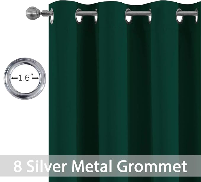 Yakamok 63 Inch Long Dark Green Blackout Curtains Room Darkening Thermal - Image 4