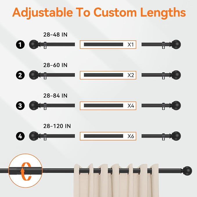 Curtain Rod Set for Windows 28 to 60 Inch - Image 4