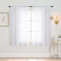 White Window Sheer Curtains 45 Inches Length, Voile Short Curtains by Home