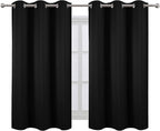 LEMOMO Black Blackout Curtains 42 x 54 Inch Length Set of 2 Panels Grommet - Image 2
