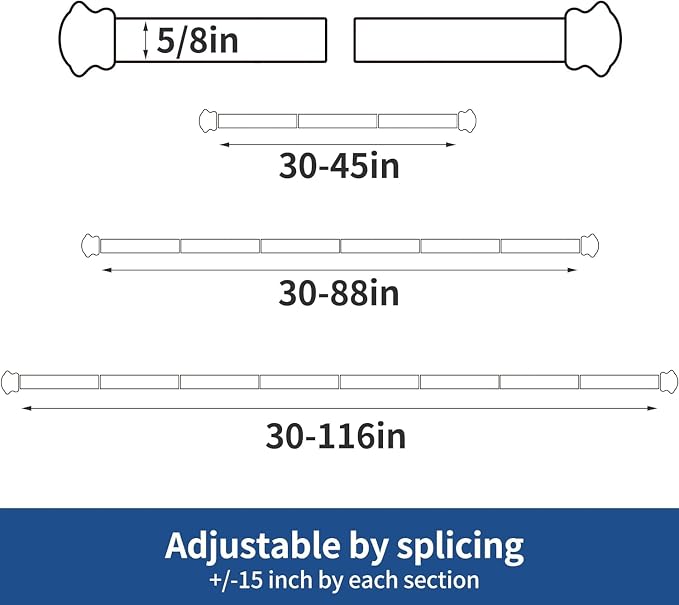 Curtain Rods 2 Pack 5/8 inch Brown Curtain Rods - Image 3