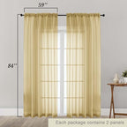 Gold Sheer Curtains 84 Inches Long 2 Panels Set - Image 2