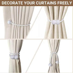 Hion Magnetic Curtain Tiebacks White 2pcs, Curtain Tiebacks Buckles Holdbacks - Image 7