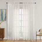 OVZME Ivory Sheer Curtains 84 Inches Long 2 Panels Set, Light Filtering Sheer by OVZME