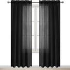 DWCN Black Sheer Curtains Semi Transparent Voile Rod Pocket Curtains - Image 9