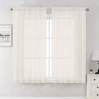 Lecloud Ivory Sheer Curtains 63 Inch Length 2 Panels Set, Rod Pockets Voile by Lecloud
